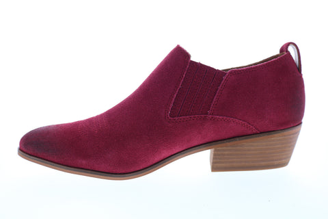 Frye Rubie Western Slip On 70779 Womens Red Suede Booties Boots