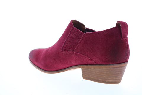 Frye Rubie Western Slip On 70779 Womens Red Suede Booties Boots