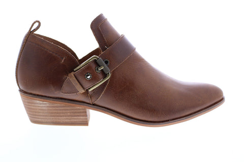 Frye Rubie Moto Slip On 70782 Womens Brown Leather Strap Bootie Boots Shoes