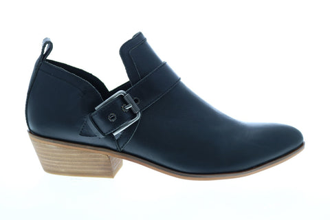 Frye & Co. Rubie Moto Slip On 70782 Womens Black Leather Ankle & Booties Boots