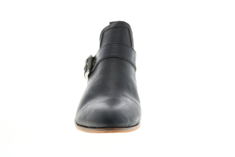 Frye & Co. Rubie Moto Slip On 70782 Womens Black Leather Ankle & Booties Boots