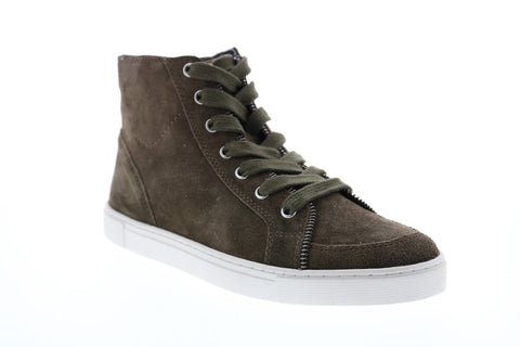 Frye Sindy Moto High 70795 Womens Green Suede Zipper High Top Sneakers Shoes