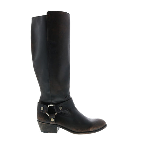 Frye Carson Harness Tall Womens Black Extended Leather Casual Dress Boots