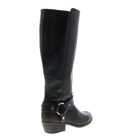 Frye Carson Harness Tall Womens Black Extended Leather Casual Dress Boots