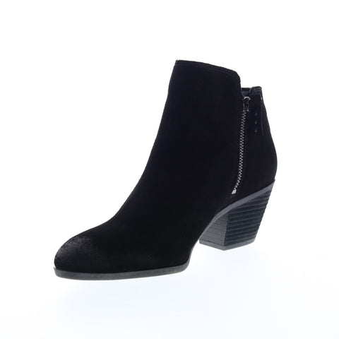 Frye Holly Zip Bootie 70840 Womens Black Leather Zipper Booties Boots