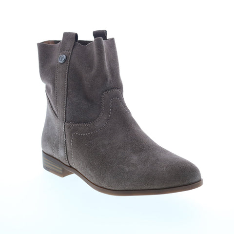 Frye Sarah Shortie 70841 Womens Gray Suede Slip On Short Boots Shoes