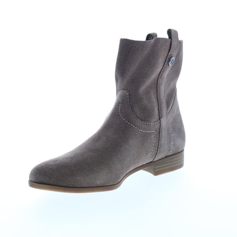 Frye Sarah Shortie 70841 Womens Gray Suede Slip On Short Boots Shoes