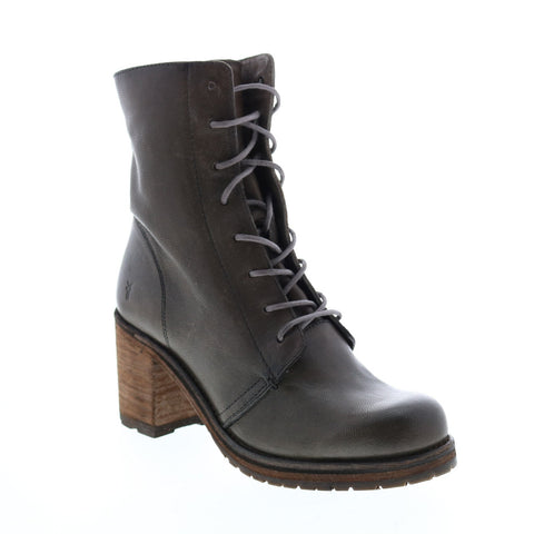 Frye Karen Combat 70861 Womens Gray Leather Lace Up Casual Dress Boots