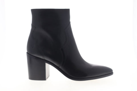 Frye Flynn Short Inside Zip 70885 Womens Black Leather Ankle & Booties Boots