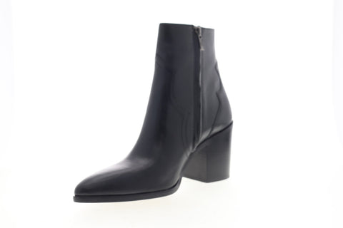 Frye Flynn Short Inside Zip 70885 Womens Black Leather Ankle & Booties Boots