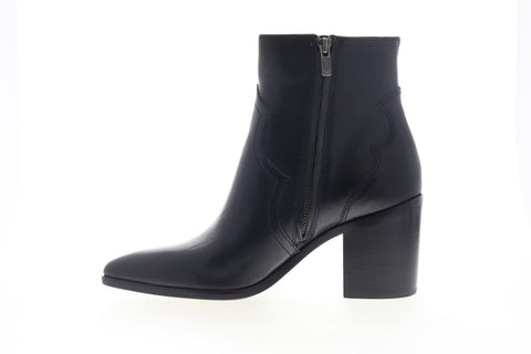 Frye Flynn Short Inside Zip 70885 Womens Black Leather Ankle & Booties Boots