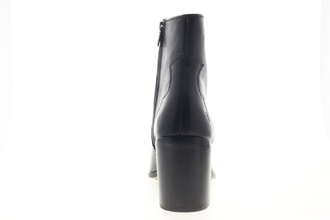 Frye Flynn Short Inside Zip 70885 Womens Black Leather Ankle & Booties Boots