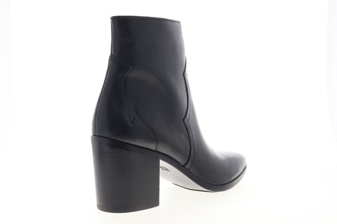 Frye Flynn Short Inside Zip 70885 Womens Black Leather Ankle & Booties Boots