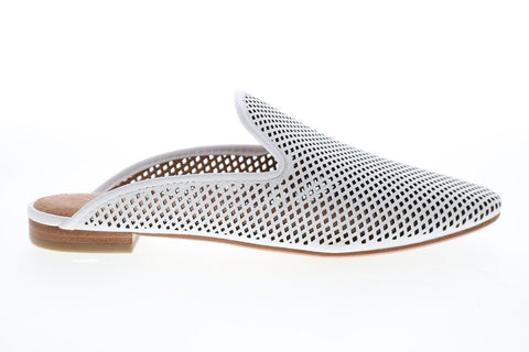 Frye Gwen Perf Slide 71001 Womens White Leather Slip On Mule Flats Shoes