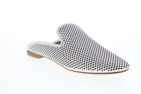 Frye Gwen Perf Slide 71001 Womens White Leather Slip On Mule Flats Shoes