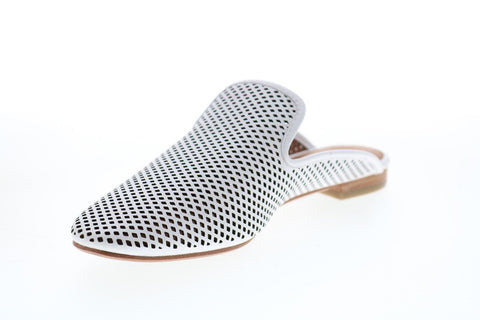 Frye Gwen Perf Slide 71001 Womens White Leather Slip On Mule Flats Shoes