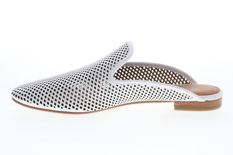 Frye Gwen Perf Slide 71001 Womens White Leather Slip On Mule Flats Shoes