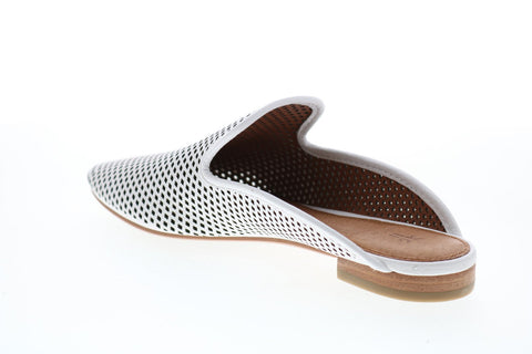 Frye Gwen Perf Slide 71001 Womens White Leather Slip On Mule Flats Shoes