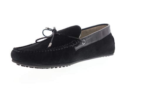 G.H. Bass Tobby Suede Leather 713200-01A Mens Black Low Top Boat Shoes Loafers