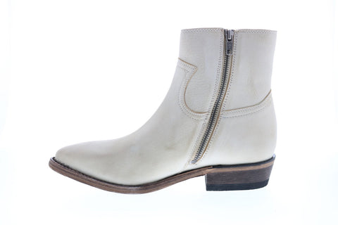 Frye Billy Inside Zip Bootie Womens White Nubuck Ankle & Booties Boots