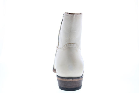 Frye Billy Inside Zip Bootie Womens White Nubuck Ankle & Booties Boots