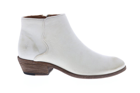 Frye Carson Piping Bootie 71536 Womens White Synthetic Ankle & Booties Boots