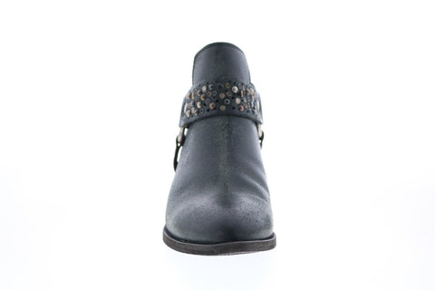 Frye Ray Deco Stud Harness 71558 Womens Black Leather Ankle & Booties Boots