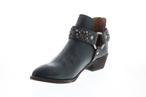 Frye Ray Deco Stud Harness 71558 Womens Black Leather Ankle & Booties Boots
