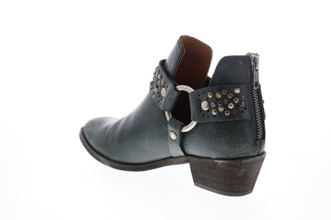 Frye Ray Deco Stud Harness 71558 Womens Black Leather Ankle & Booties Boots