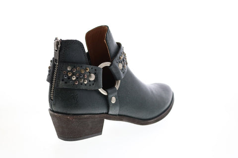Frye Ray Deco Stud Harness 71558 Womens Black Leather Ankle & Booties Boots