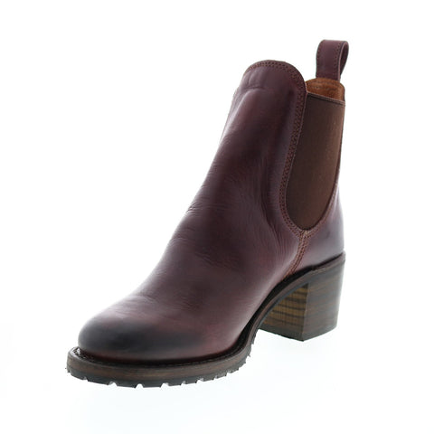 Frye Sabrina Chelsea 71868 Womens Burgundy Leather Ankle & Booties Boots