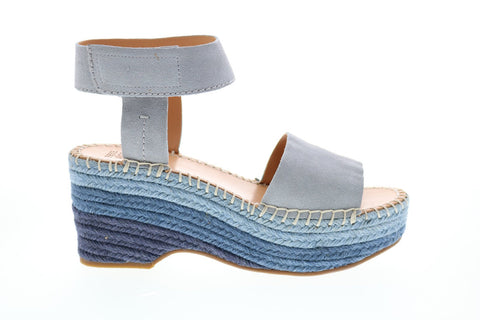 Frye & Co. Amber Espadrille Wedge 71604 Womens Blue Suede Wedges Heels Shoes