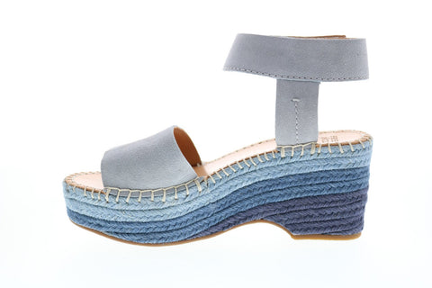 Frye & Co. Amber Espadrille Wedge 71604 Womens Blue Suede Wedges Heels Shoes