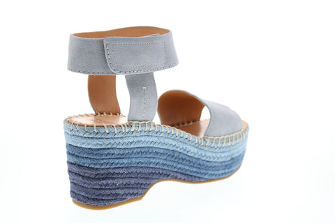 Frye & Co. Amber Espadrille Wedge 71604 Womens Blue Suede Wedges Heels Shoes