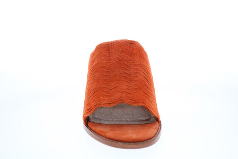Frye Cindy Wave Mule 71641 Womens Orange Suede Slip On Mules Heels Shoes