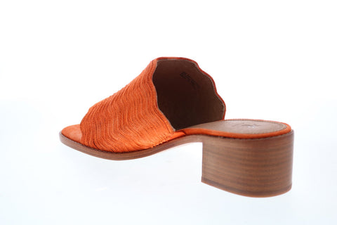 Frye Cindy Wave Mule 71641 Womens Orange Suede Slip On Mules Heels Shoes