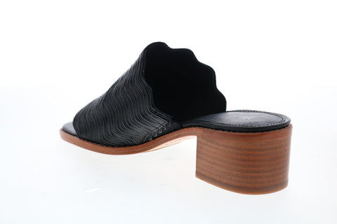 Frye Cindy Wave Mule 71642 Womens Black Leather Slip On Mules Heels Shoes