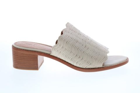 Frye Cindy Wave Mule 71642 Womens White Leather Slip On Mules Heels Shoes