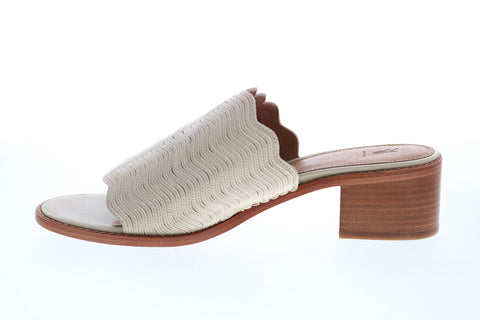 Frye Cindy Wave Mule 71642 Womens White Leather Slip On Mules Heels Shoes
