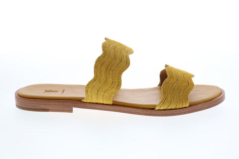 Frye Mira Wave Slide 71673 Womens Yellow Suede Slip On Slides Sandals Shoes