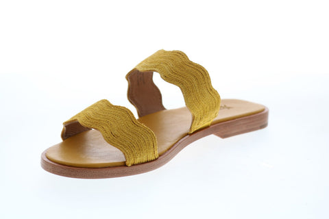 Frye Mira Wave Slide 71673 Womens Yellow Suede Slip On Slides Sandals Shoes