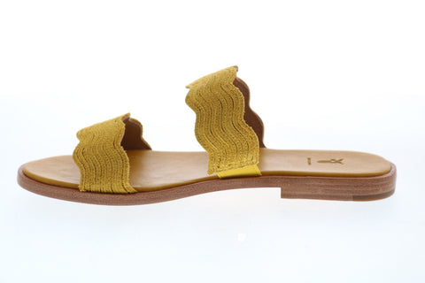 Frye Mira Wave Slide 71673 Womens Yellow Suede Slip On Slides Sandals Shoes