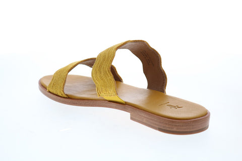 Frye Mira Wave Slide 71673 Womens Yellow Suede Slip On Slides Sandals Shoes