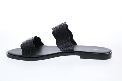 Frye Mira Wave Slide 71674 Womens Black Leather Slides Sandals Shoes