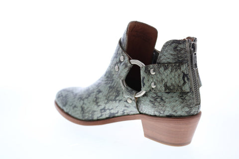 Frye Ray Harness Back Zip 71675 Womens Green Leather Ankle & Booties Boots