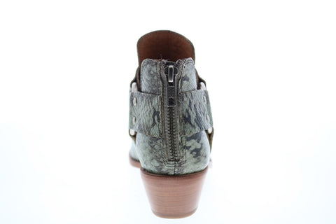Frye Ray Harness Back Zip 71675 Womens Green Leather Ankle & Booties Boots
