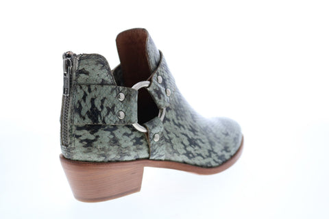 Frye Ray Harness Back Zip 71675 Womens Green Leather Ankle & Booties Boots
