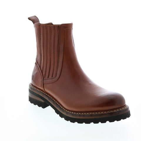 Frye Ella Moto Chelsea 71957 Womens Brown Leather Chelsea Boots