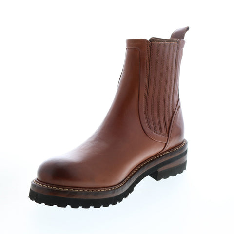 Frye Ella Moto Chelsea 71957 Womens Brown Leather Chelsea Boots