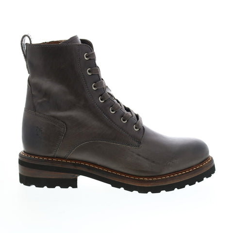 Frye Ella Moto Lace Up 71958 Womens Gray Leather Lace Up Casual Dress Boots